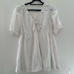 Abercrombie White Cinch-Front Poplin Mini Dress, XL